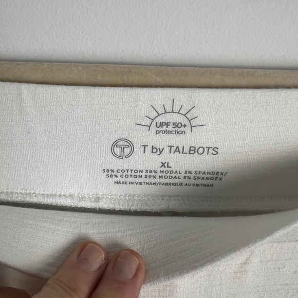 T By Talbots XL Cream UPF 50+ Cotton Modal Blend Long Shorts Elastic Waist Beach - Picture 7 of 8